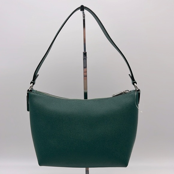 Coach Zip Top Shoulder Bag Silver Emerald Green CW390 - Picture 3 of 16